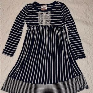 Pink Vanilla Striped Navy White Long Sleeve Dress